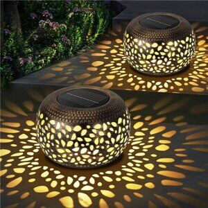 Outdoor solar lanterns waterproof metal garden lights tabletop porch yard decor